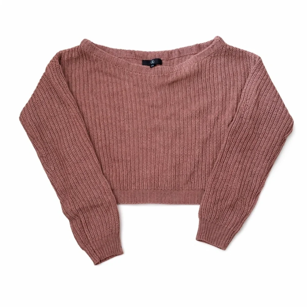 Women's Mauve Ribbed Knit Sweater